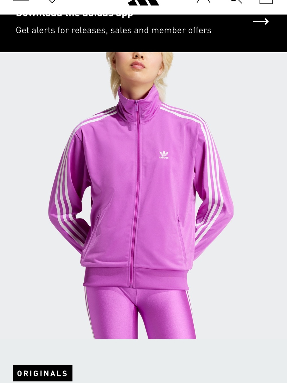 adidas Women’s Pink Track Bomber Jacket with White Stripes